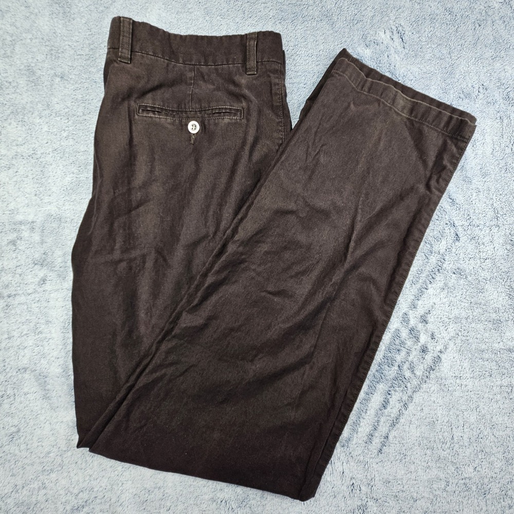 Ermengildo Zegna Sport Pants Mens 38x35 Brown 100% Cotton Trousers Flat Front